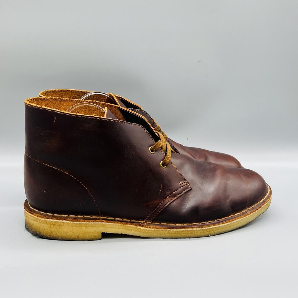 Clarks Originals Boots Mens 11.5 Brown Leather Desert Ankle Lace Up Crepe Sole